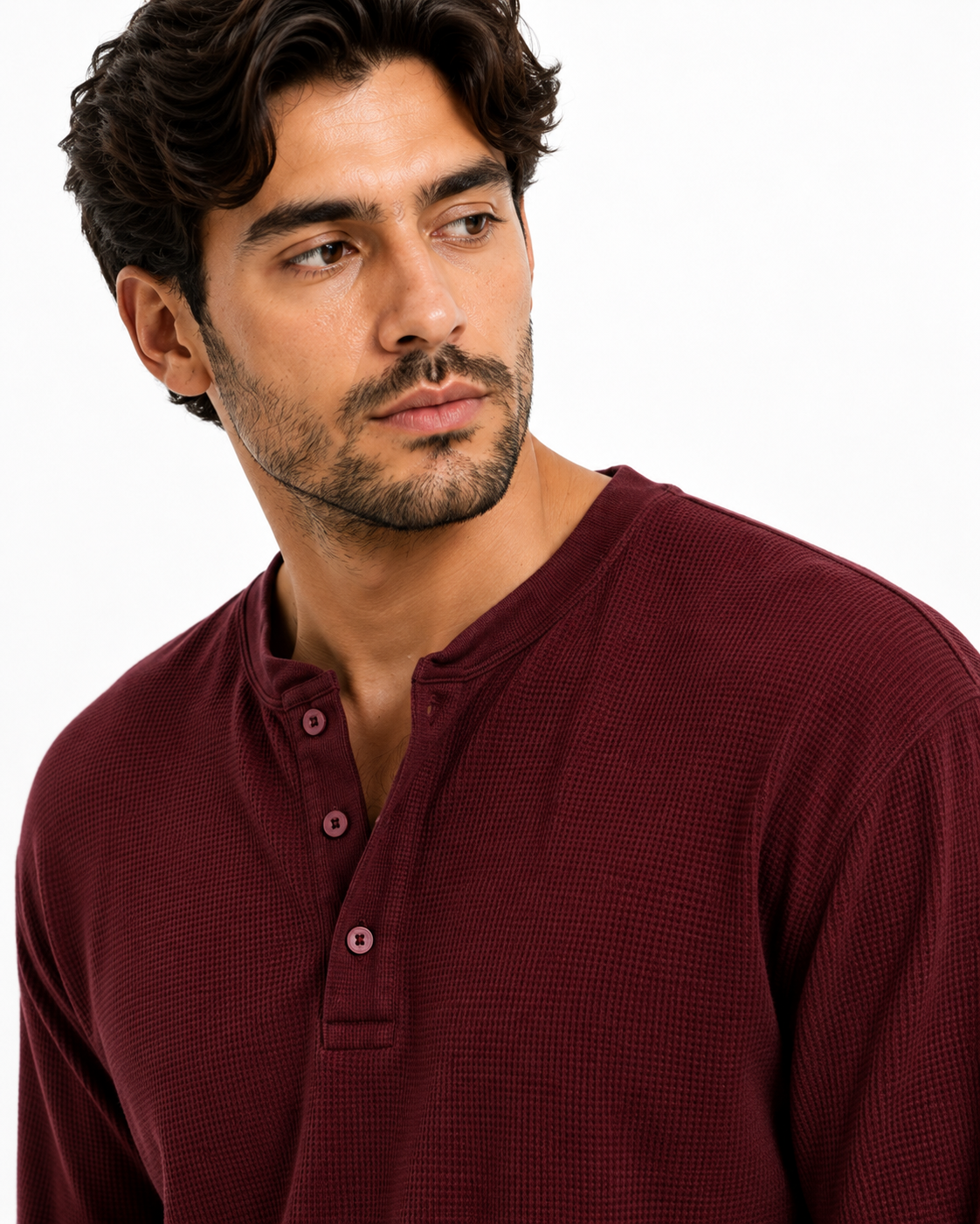 Red Cropped Henley
