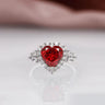 Heart Red Maroon Dimond - Adjustable  Ring