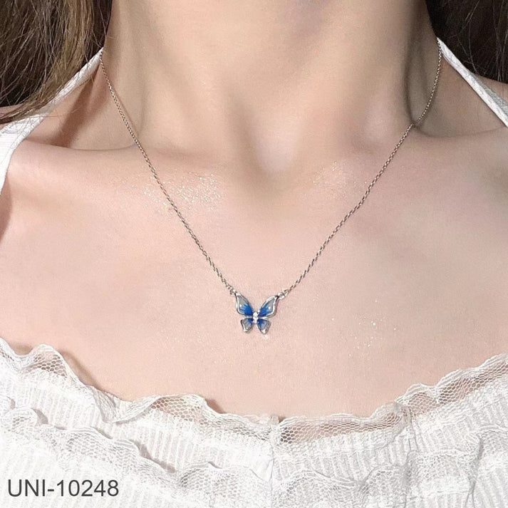 Blue Butterfly Silver - Necklace