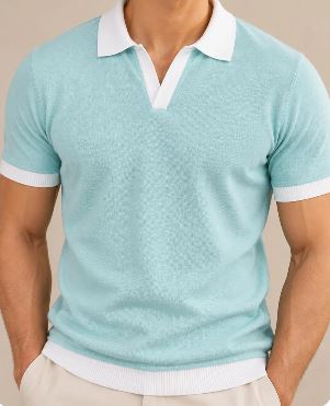 SEA GREEN CONTRAST COLLAR POLO