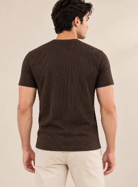 DUSK BROWN RIBBED HENLEY
