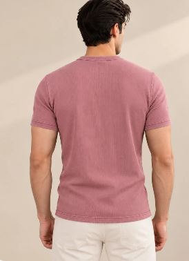 DUSKY PINK RIBBED HENLEY