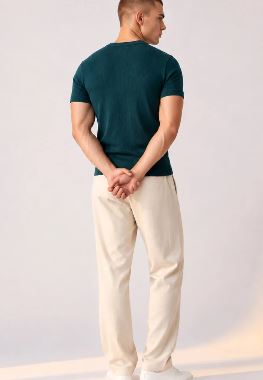 TEAL RIBBED HENLEY